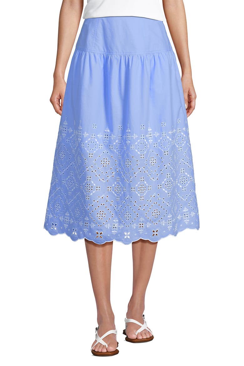 Poplin Drop Waist Midi Skirt, Alternate, color, Navy Striped Placed Floral