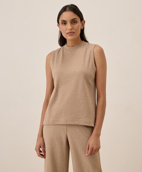 Pact Organic Cotton Airplane Mock Neck Shell In Sesame Heather