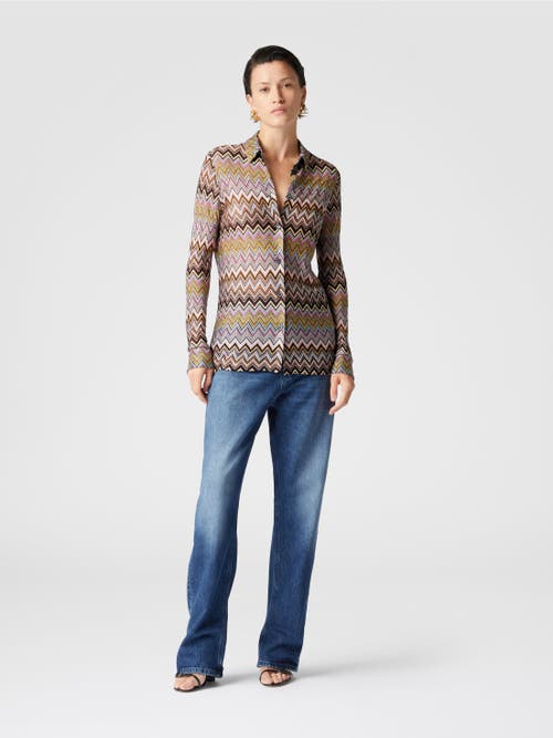 Missoni Chevron Pattern Blouse In Cotton And Viscose Blend In Multicoloured