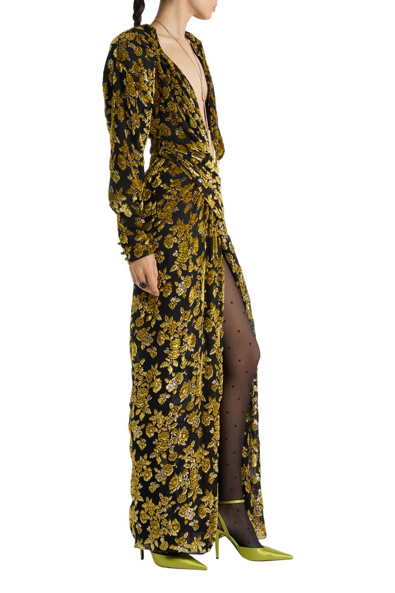 Long Velvet Jacquard Dress, Alternate, color, multicolor