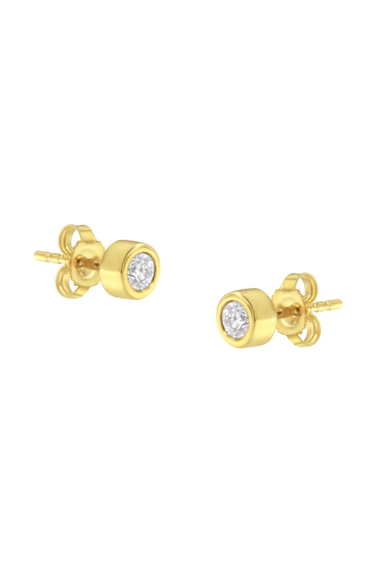 10K Gold 1/4 Ct Diamond Bezel Stud Earrings, Main, color, Yellow