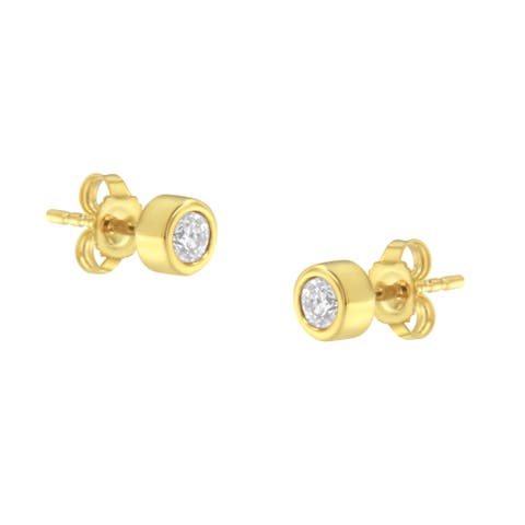 10K Gold 1/4 Ct Diamond Bezel Stud Earrings