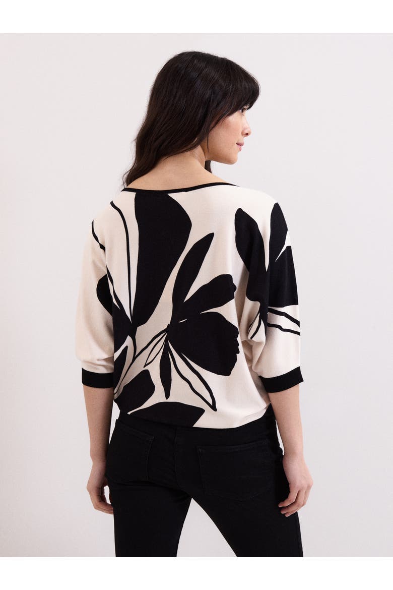 Printed Round Neck Knit Faith Jumper, Alternate, color, Black/Ivory