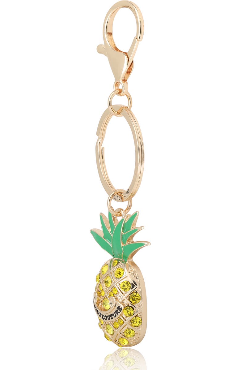 Juicy Couture Crystal Pineapple Keychain, Gold-Tone with Green Enamel Leaves, Alternate, color, Multicolor