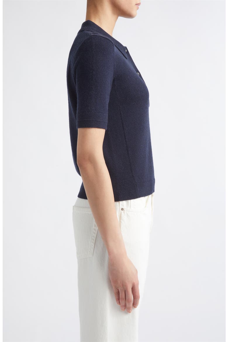 Cashmere & Organic Cotton Jersey Polo, Alternate, color, NAVY