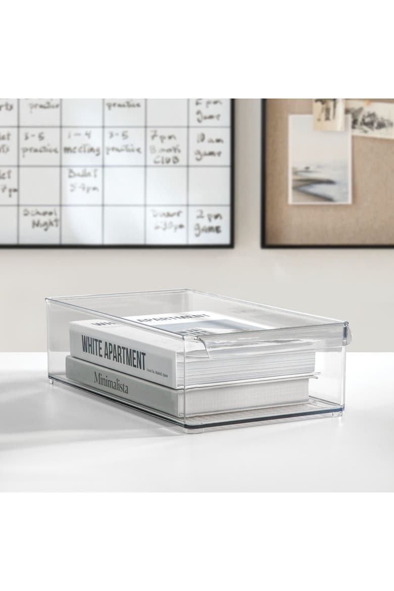 Large Stackable Fridge or Freezer Bin with Front Handle - Set of 3 - Clear, Alternate, color, Clear