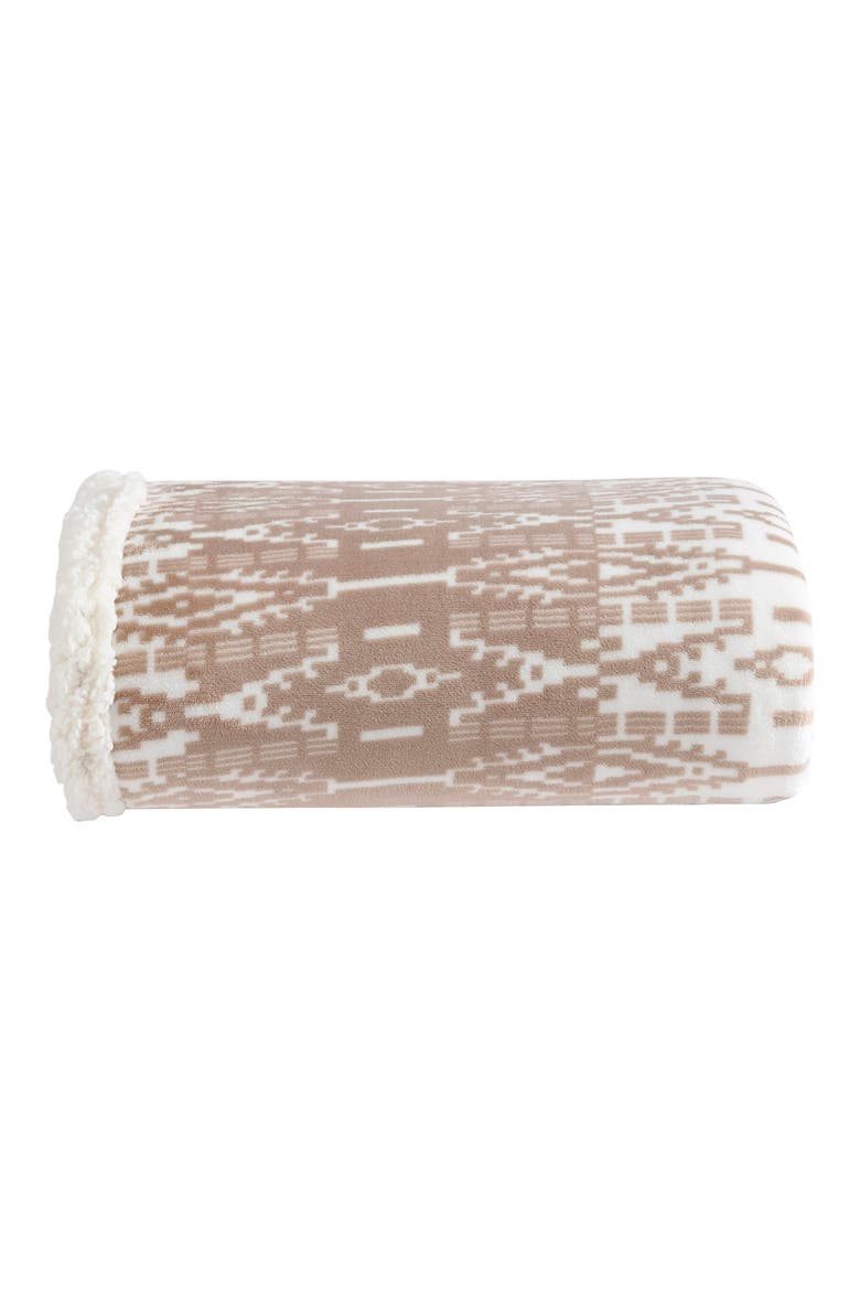 San Juan Faux Shearling Throw Blanket, Alternate, color, DARK BEIGE
