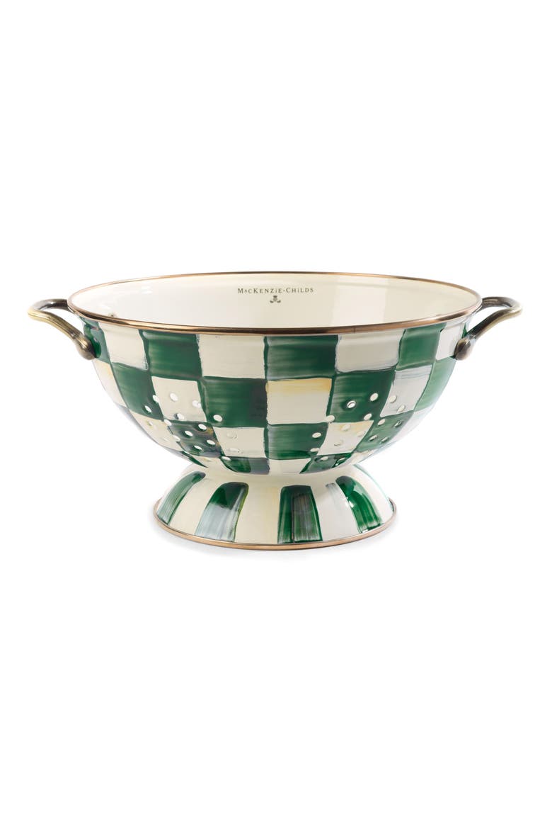 Emerald Check Large Colander, Main, color, EMERALD