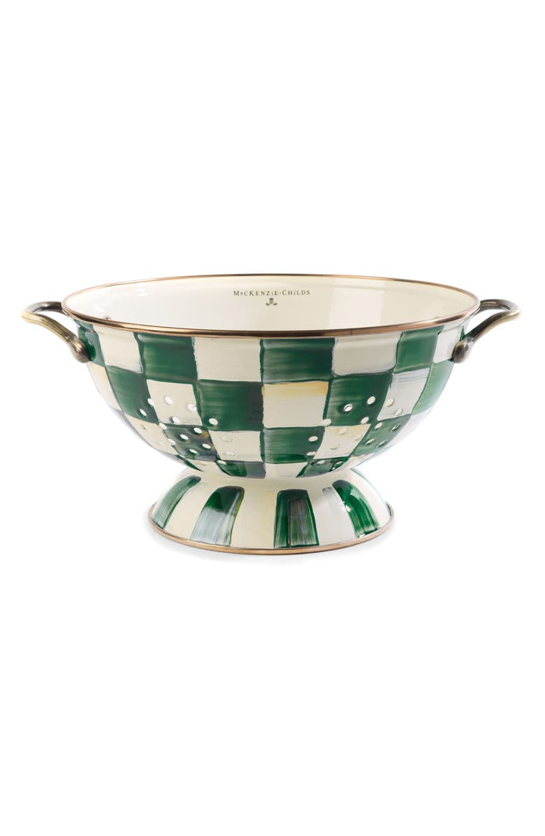 MACKENZIE CHILDS Emerald Check Large Colander, Main, color, Emerald