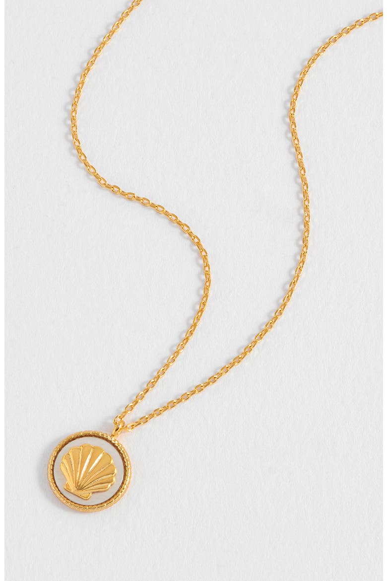 Mother-of-Pearl Seashell Pendant Necklace, Alternate, color, GOLD