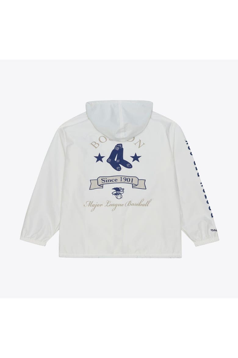 Men's Mitchell & Ness White Boston Red Sox Yacht Rock Coaches Full-Snap Hooded Windbreaker Jacket, Alternate, color, White