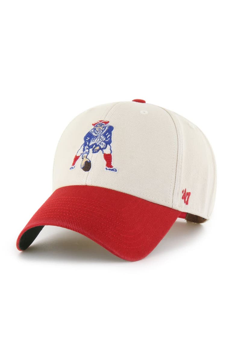 '47 Men's '47 Cream/Red New England Patriots Fairfield MVP Throwback Adjustable Hat, Alternate, color,