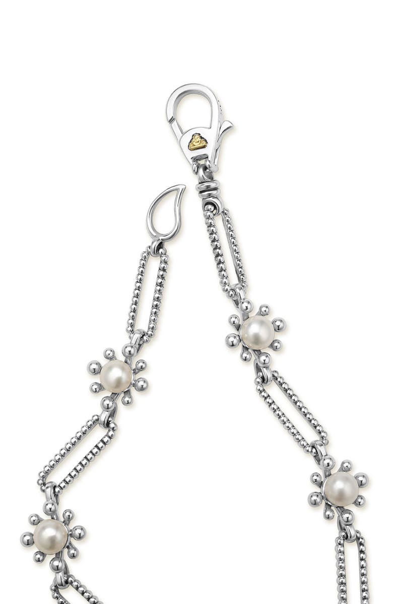 LAGOS Luna Fleur Freshwater Pearl Station Bracelet, Alternate, color, Silver