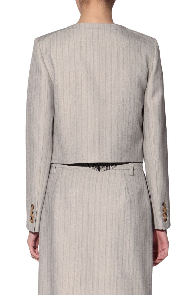 Trina Pinstripe Cropped Jacket, Alternate, color, TAUPE STRIPE