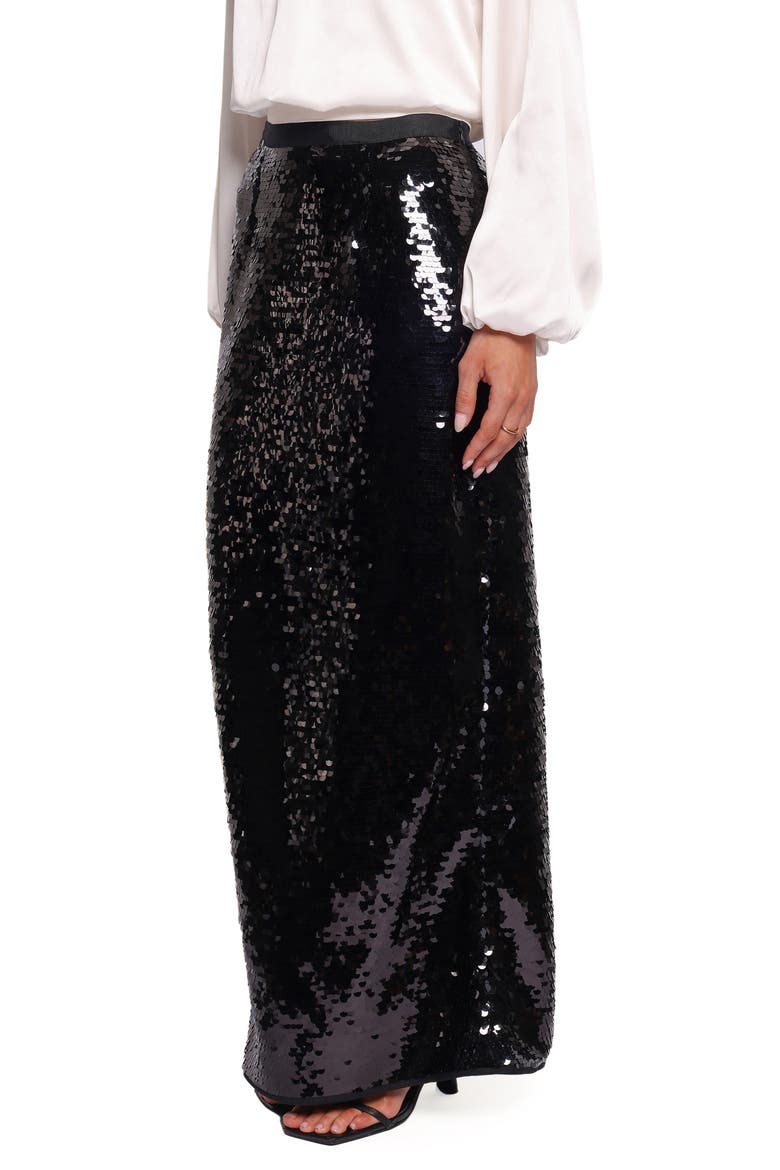 Alro Sequin Column Skirt, Alternate, color, BLACK