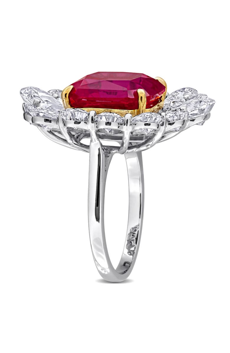 Julianna B. Lab-Created Ruby & Diamond Flower Halo Ring 18k, Alternate, color, Ruby