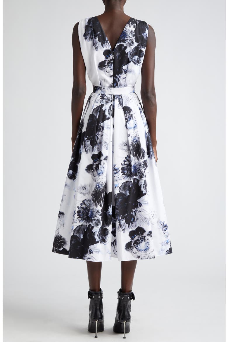 Chiaroscuro Floral Cotton Poplin Fit & Flare Dress, Alternate, color, INK