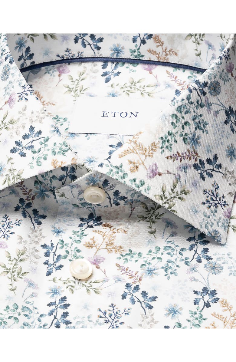 Eton Contemporary Fit Floral Twill Dress Shirt, Alternate, color, Medium Blue
