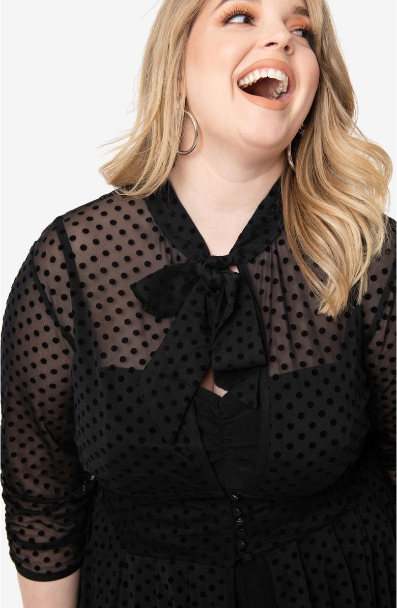 Unique Vintage Plus Size Three Quarter Sleeved Starlet Duster, Alternate, color, Black