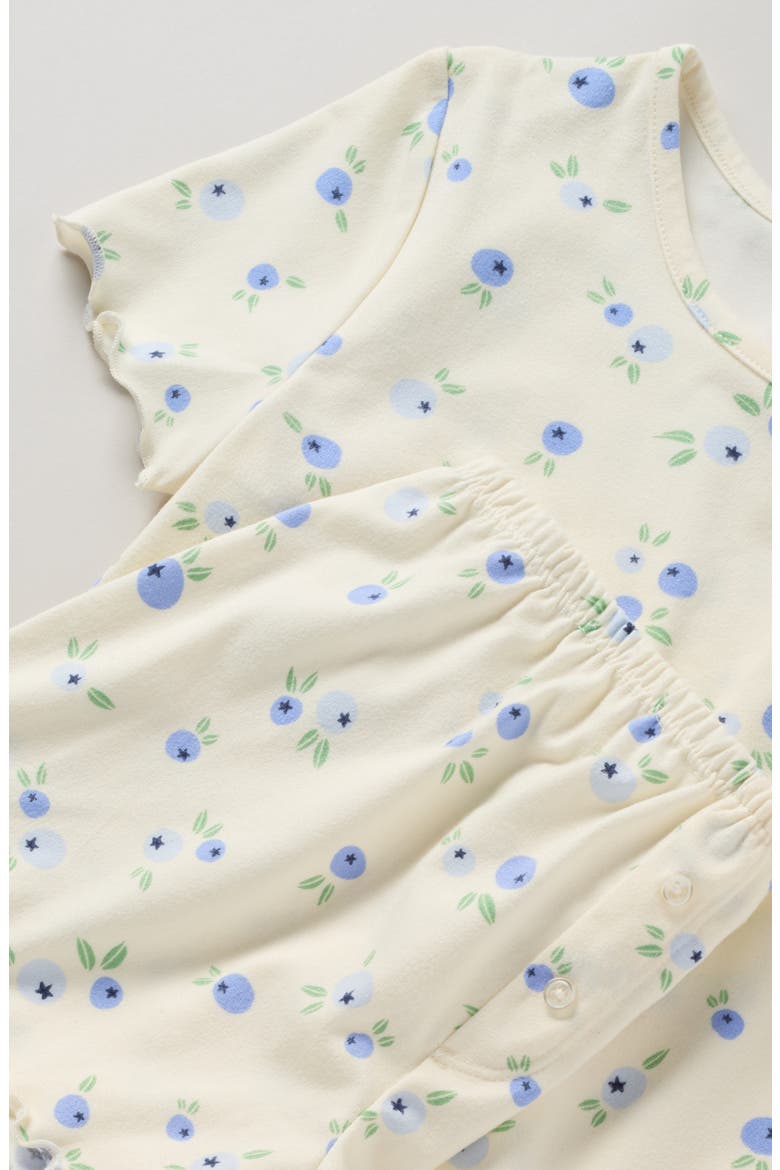 Kids' Lettuce Edge Shorts Pajamas, Alternate, color, IVORY BLUEBERRIES TOSS