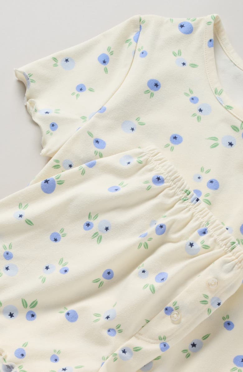 Nordstrom Kids' Lettuce Edge Shorts Pajamas, Alternate, color, Ivory Blueberries Toss