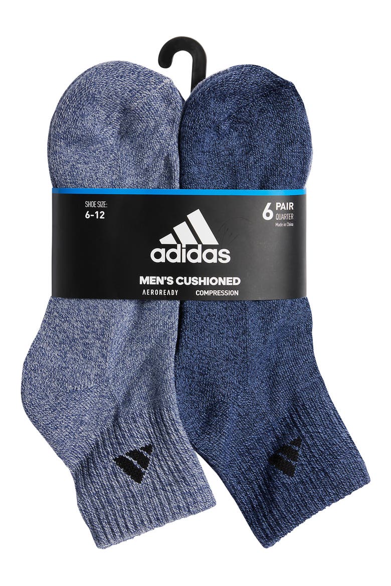 Athletic Cushioned Quarter Crew Socks - Pack of 6, Alternate, color, NAVY