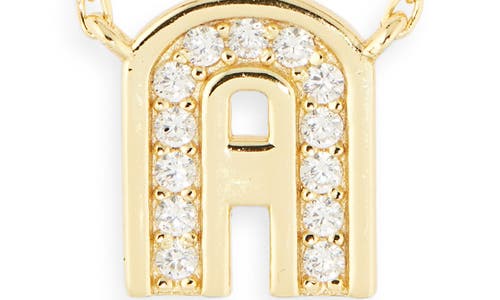 Argento Vivo Sterling Silver Cubic Zirconia Initial Pendant Necklace In Gold