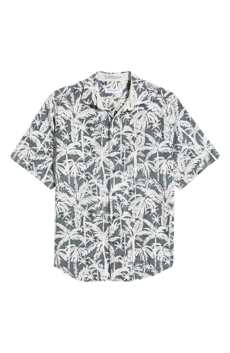 Tommy Bahama Nova Wave Nero Palms Short Sleeve Seersucker Button-Up Shirt, Alternate, color, Black