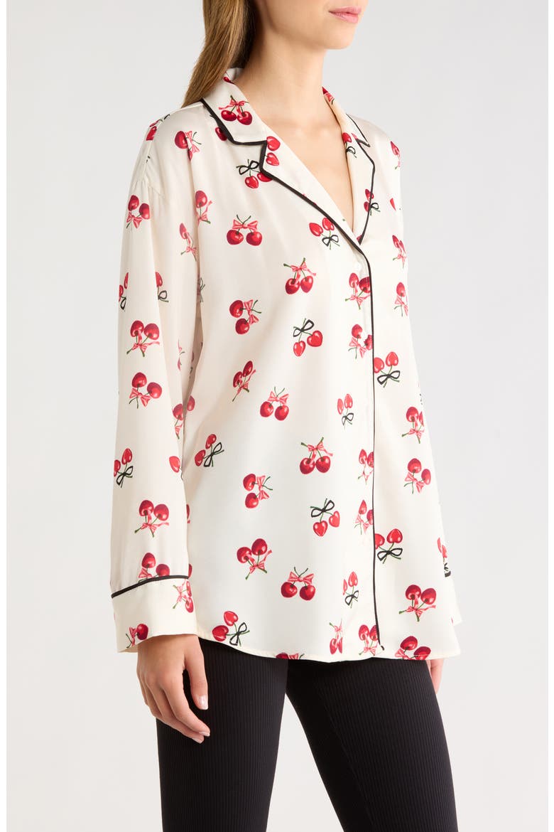 Dream Satin Pajama Shirt, Alternate, color, JET STREAM CHERRY