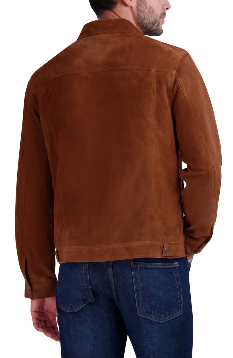 Cole Haan Suede Trucker Jacket, Alternate, color, Cognac