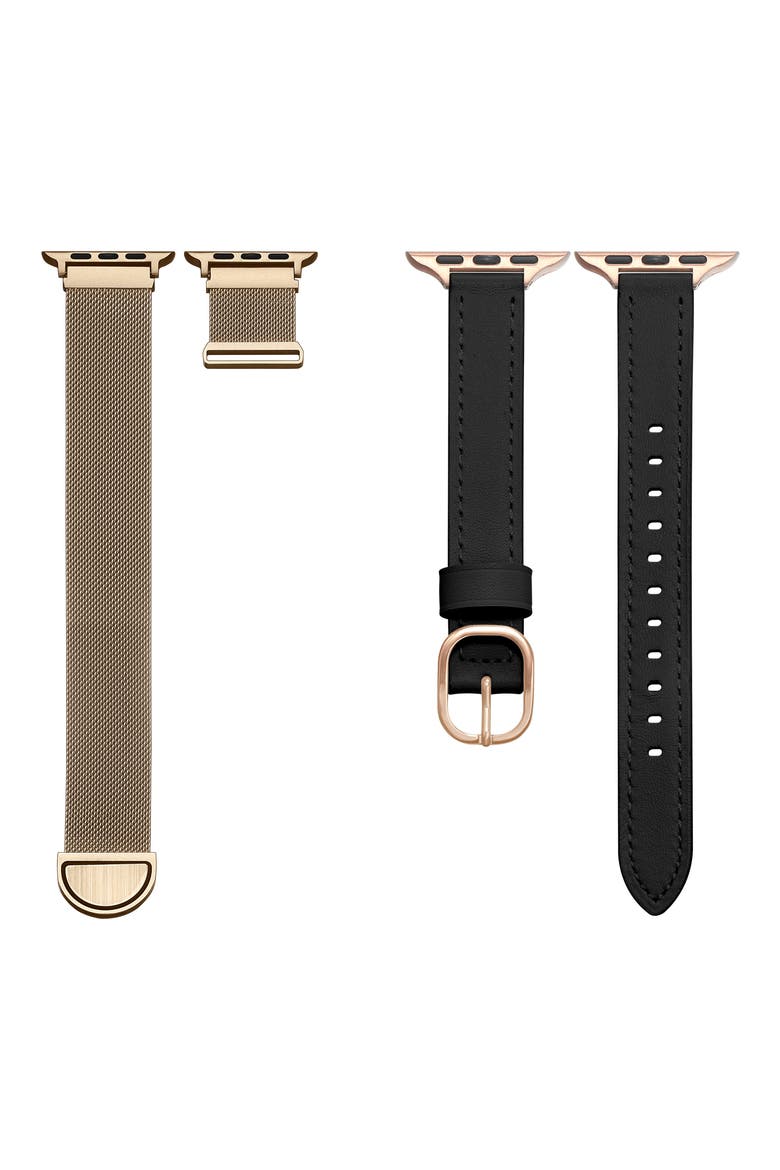 Assorted 2-Pack Apple Watch® Watchbands, Main, color, BLACK /GOLD