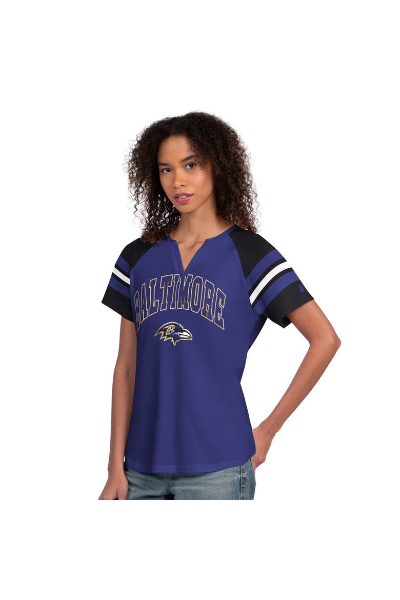 Women's Starter  Purple Baltimore Ravens Game On Notch Neck Raglan T-Shirt, Main, color, Purple