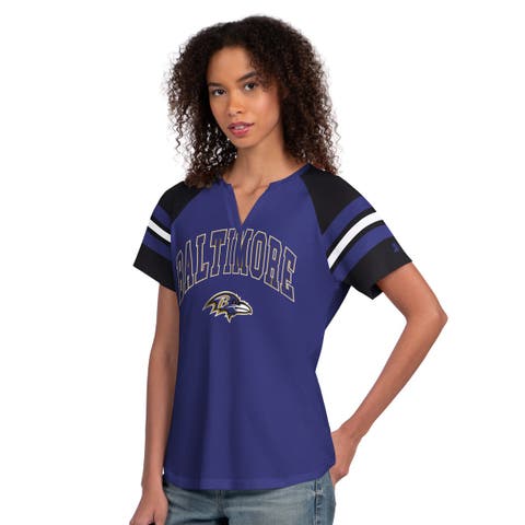 Women's Starter  Purple Baltimore Ravens Game On Notch Neck Raglan T-Shirt