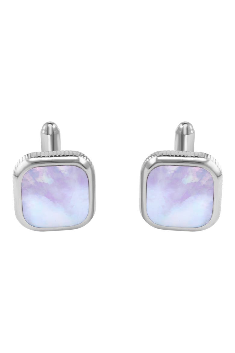 Mother-of-Pearl Cuff Links, Alternate, color, SILVER