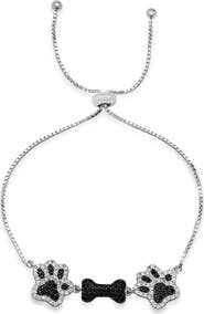 Queen Jewels Sterling Silver Cubic Zirconia Doggy Paw & Treat Slider Bracelet