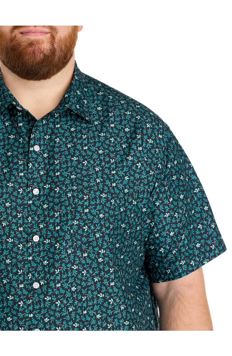 Harbor Bay by DXL Big & Tall Fern Print Microfiber Sport Shirt, Alternate, color, Green