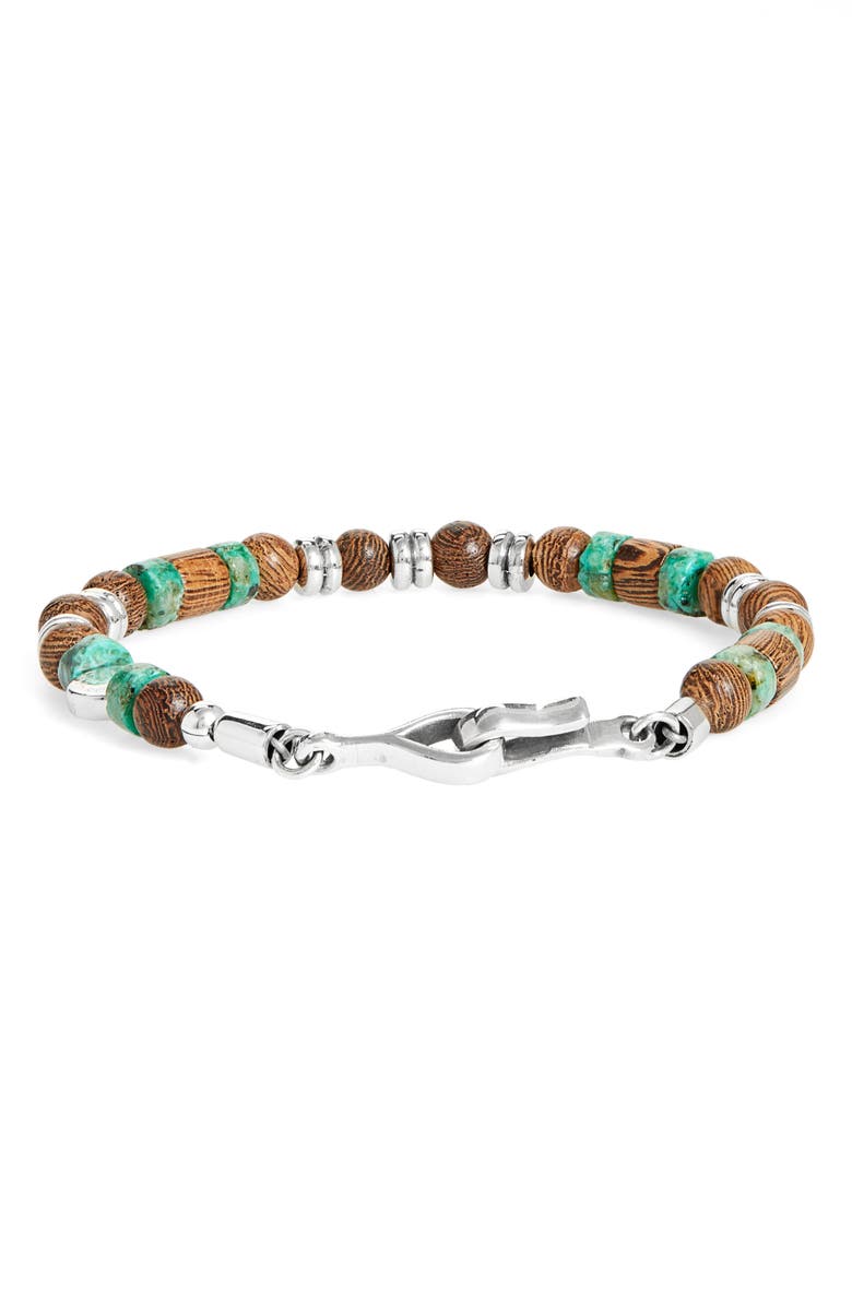 Caputo & Co. Faceted Turquoise & Wood Bead Bracelet, Main, color, 
