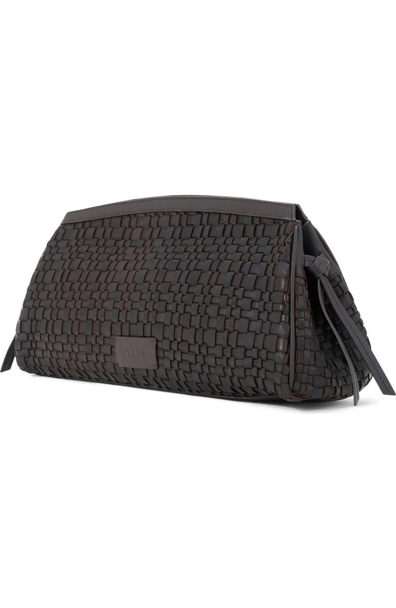 STAUD Maude Soft Leather Clutch, Alternate, color, Espresso Woven