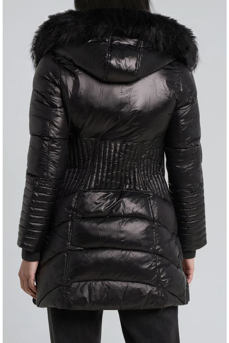 Gigi-El Faux Fur Trim Hooded Parka, Alternate, color, BLACK