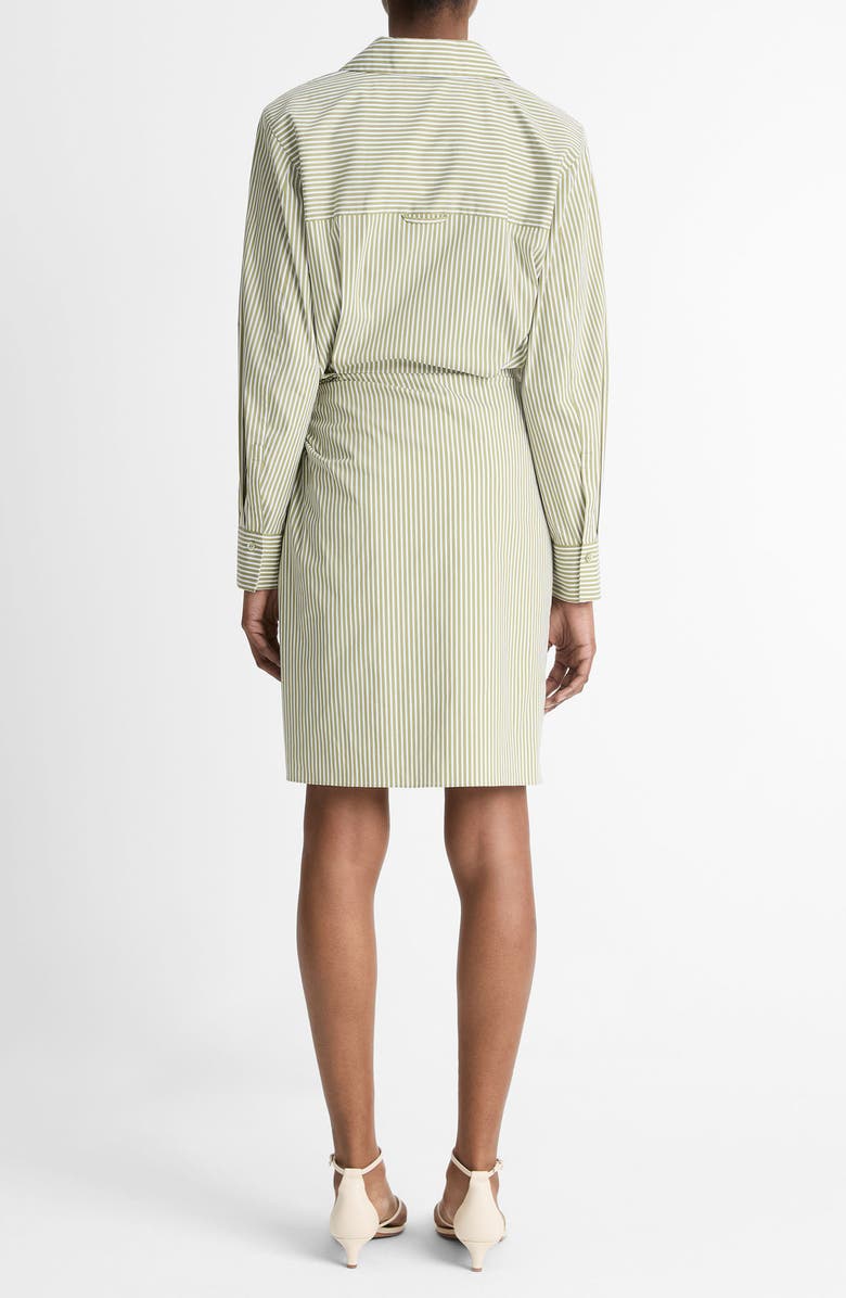 Vince Furrow Stripe Long Sleeve Wrap Shirtdress, Alternate, color, Herbaria/Off White