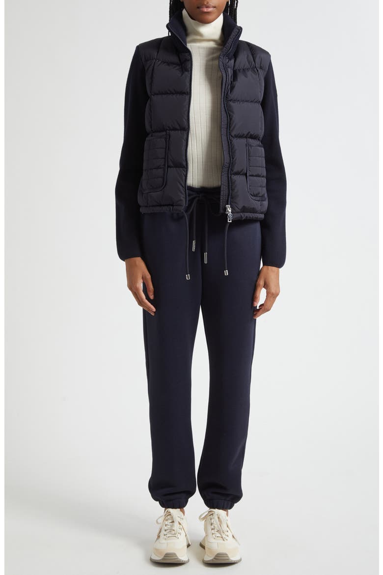 Virgin Wool Knit & Down Cardigan, Alternate, color, NAVY