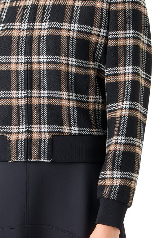 Akris Punto Plaid Wool Tricotine Tweed Short Bomber Jacket In Black