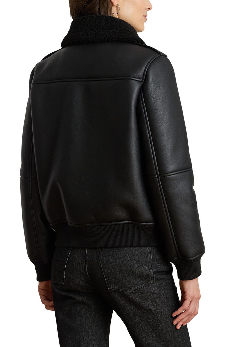 Lauren Ralph Lauren Faux Shearling Bomber Jacket, Alternate, color, Black