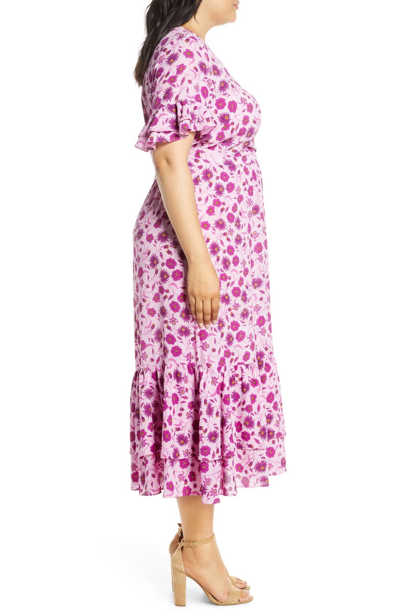 CeCe Moroccan Tile Ruffle Midi Dress, Alternate, color,