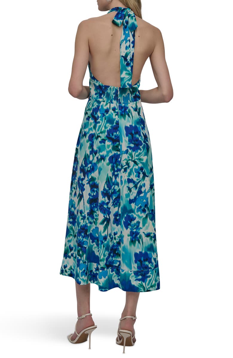 DKNY Halter Midi Dress, Alternate, color, Indigo Multi