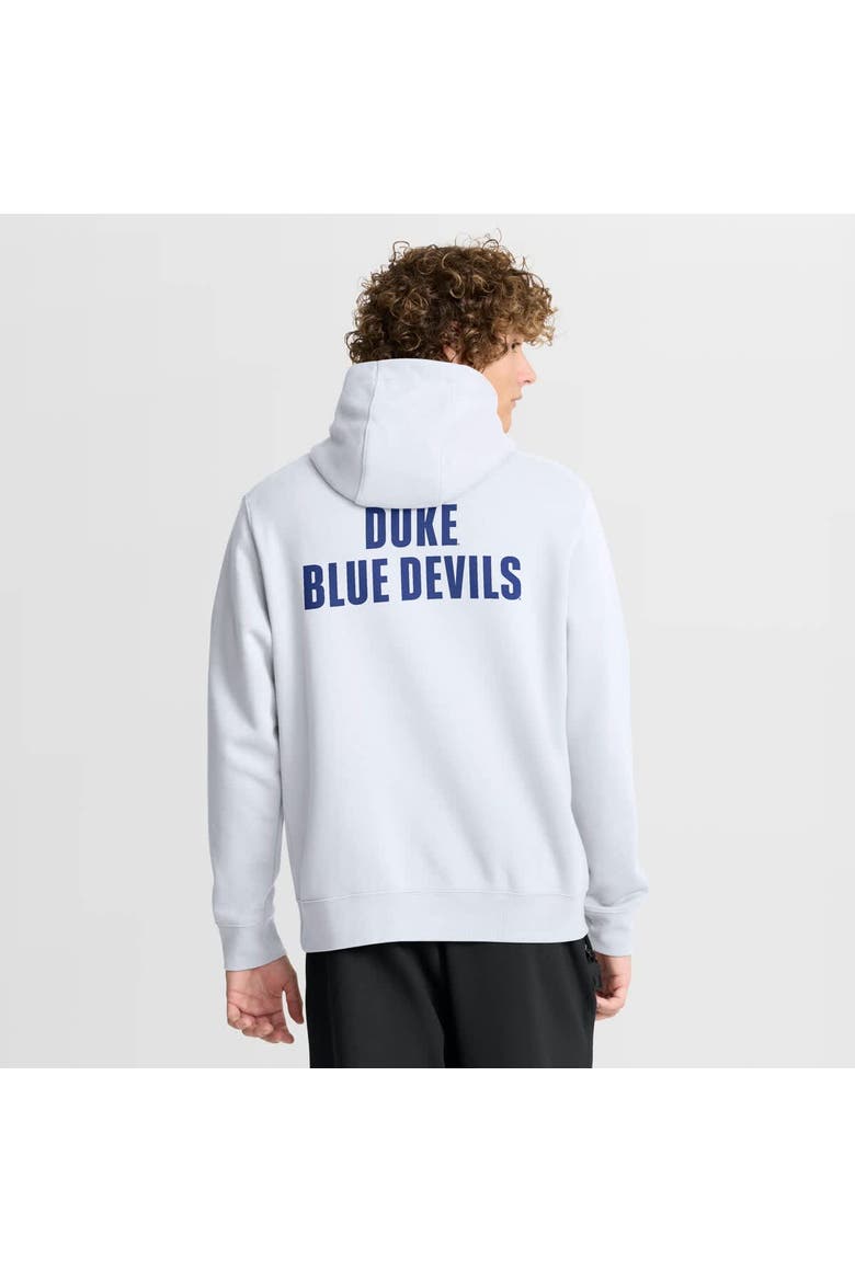Men's Nike White Duke Blue Devils Basketball Two-Hit Club Fleece Pullover Hoodie, Alternate, color, White