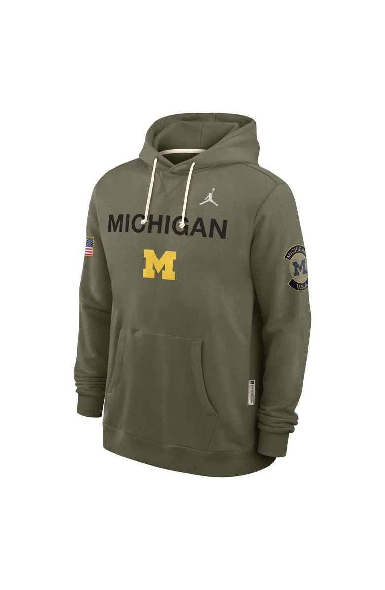 Jordan Brand Men's Jordan Brand Olive Michigan Wolverines 2025 Military Appreciation Standard Issue Dri-FIT Hoodie, Alternate, color, 