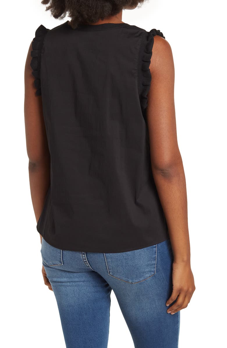 DR2 by Daniel Rainn Ribbed Ruffle Poplin Top, Alternate, color, 