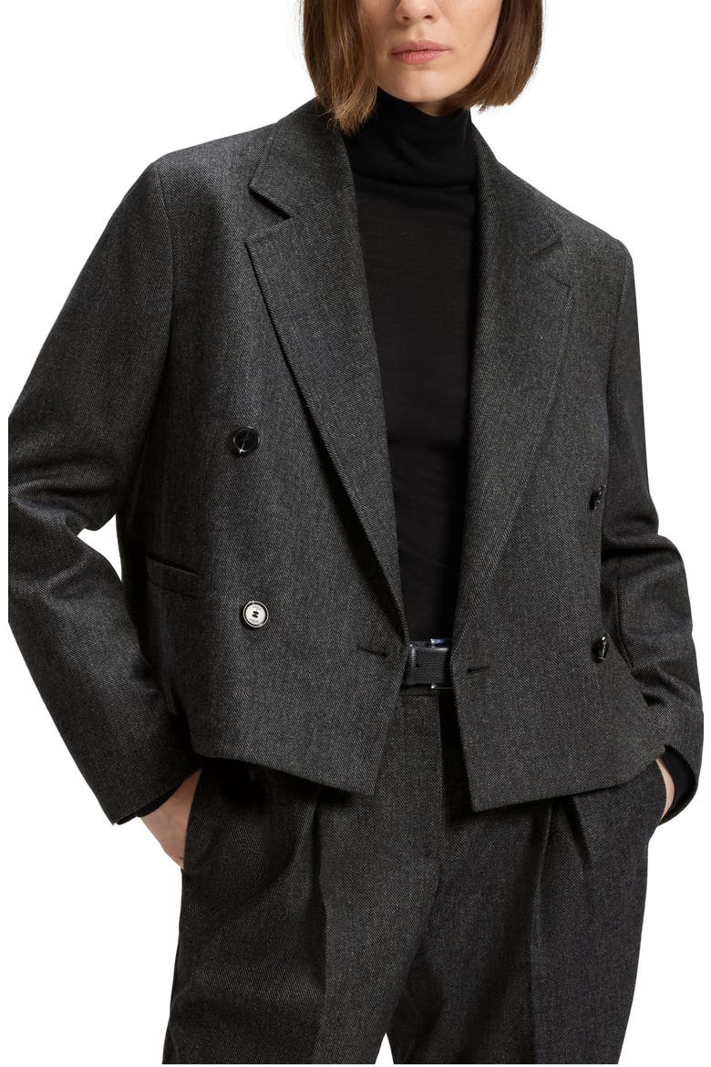 Jafleni Crop Stretch Flannel Jacket, Main, color, DK BU