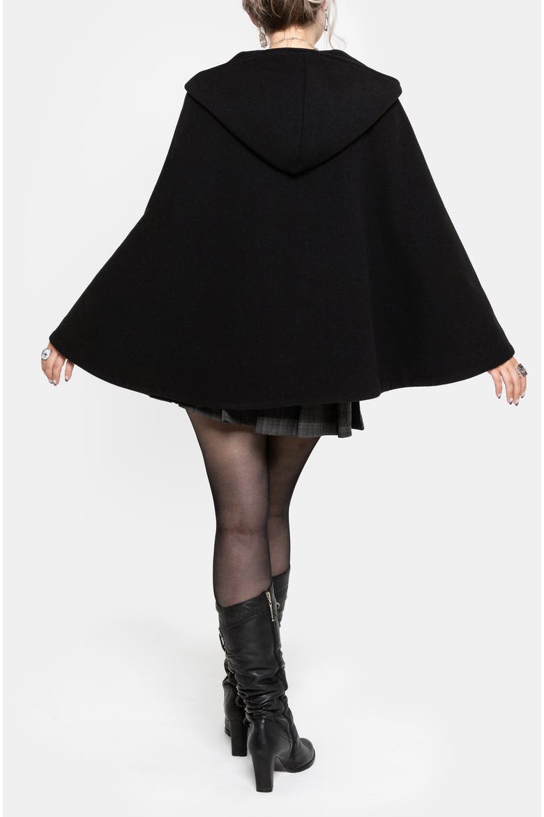 Althea Hooded Spider Pin Detail Cape, Alternate, color, Black